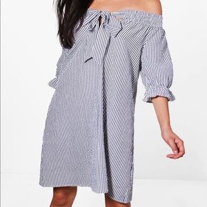 Crinkle Stripe Shift Dress
